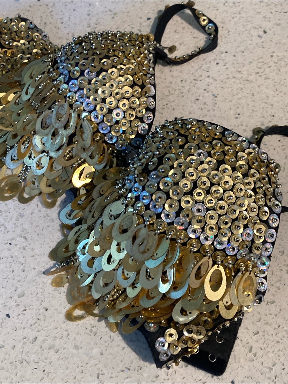 ⭐️ Gold Sequin Fringe Embellished Bra Top for Women